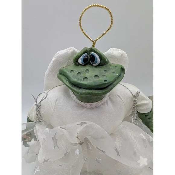 Frog Angel Ornament Figurine Gold Cord Wings Star Wand New with Tag - Picture 2 of 5